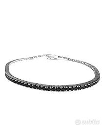 Bracciale Tennis oro bianco 18kt spinelli neri