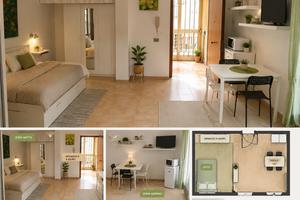 Monolocale con giardino e cucina