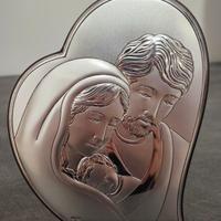 Quadretto Sacra Famiglia in rilievo argentato 
