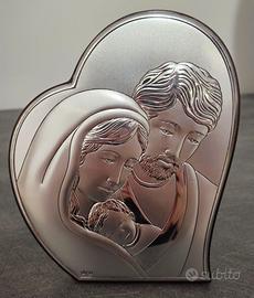 Quadretto Sacra Famiglia in rilievo argentato 