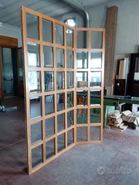 Separé vetrata divisorio legno massello noce