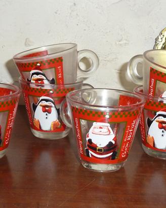 6 tazzine caffè Buon Natale in vetro - completo
