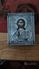Icona ortodossa russa feltro e metallo
