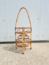 carrello bar portabottiglie bambù anni 60 rotelle