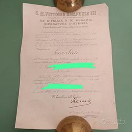 attestato cavaliere Vittorio Emanuele III