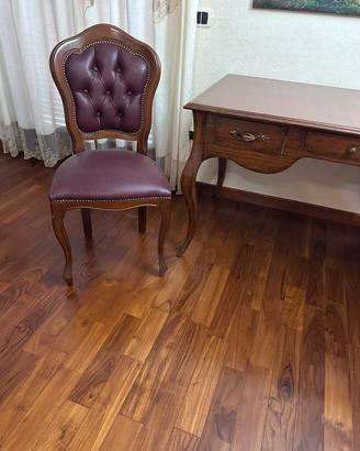 Scrivania, sedia e libreria in legno stile classic