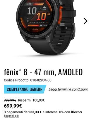 Nuovo mai indossato Garmin fenix 8 ,47mm amoled!!