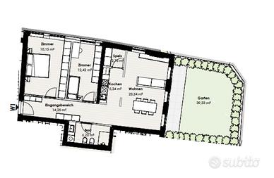 Trilocale con giardino a Renon