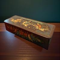 Scatola porta pennini dipinta anni 40 papier mâché