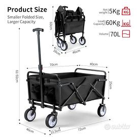 Carrello Pieghevole con Maniglia Telescopica