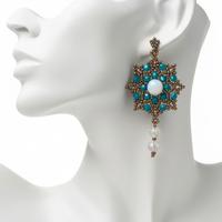 Orecchini vintage anni 20 Bronzo Cristallo Pietra 