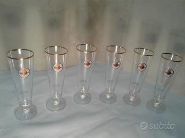 Set 6 bicchieri vetro nuovi birra WARSTEINER