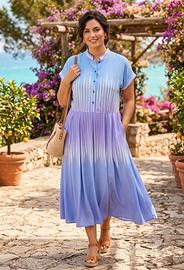 Vestito estivo azzurro, bianco, violetto Elle
