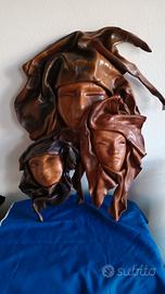 Trittico maschere Cuoio Arte Greca 