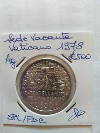 Sede Vacante Vaticano 1978 lire 500 argento 