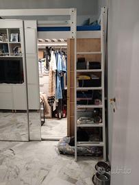 letto a soppalco con cabina armadio sottostante