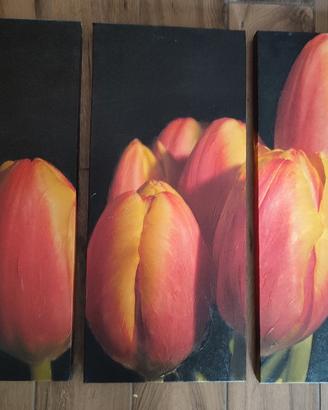 Trittico dipinto a mano con tulipani