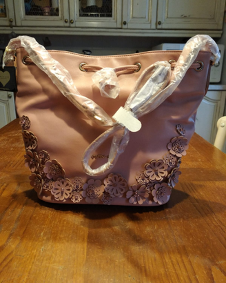 Twin-Set borsa Secchiello Fiori Perla rosa