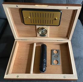 Humidor Marconi 30 sigari+astuccio pelle portasig.