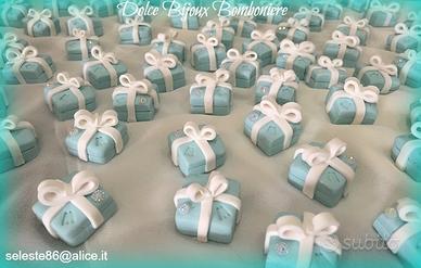 Bomboniera compleanno scatolina verde tiffany fimo