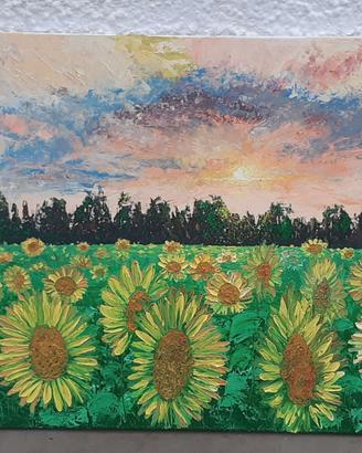 Quadro - CAMPO DI GIRASOLI - olio su tela 60x80