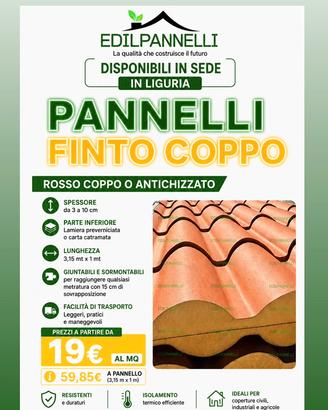 PANNELLI FINTO COPPO- €19 m² - €59,85 a PANNELLO