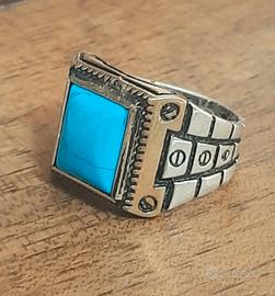 anello uomo argento 925 turchese modello rolex