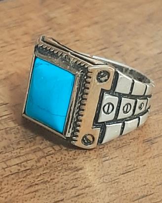 anello uomo argento 925 turchese modello rolex