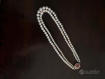 Collana antica di perle di mare doppio filo