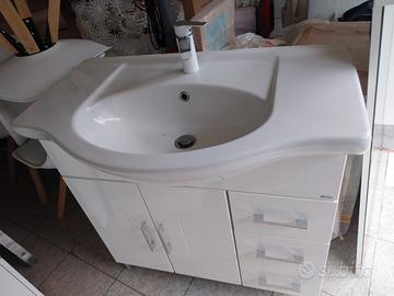 Mobile bagno laccato lucido bianco e acces