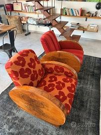 Coppia di poltrone club Art Déco / Futuriste