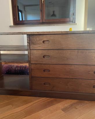 Cassettiera legno massello noce nazionale