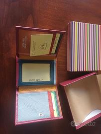 Portafoglio mini vera pelle carte e spicci donna