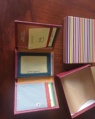 Portafoglio mini vera pelle carte e spicci donna