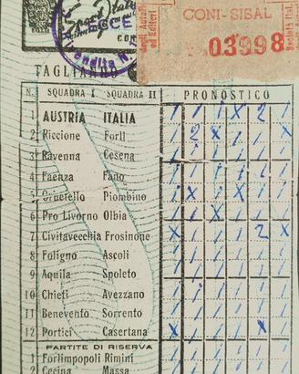 Schedina totocalcio Sisal 1948