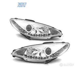 FARI PEUGEOT 206 98-08 LUCE DIURNA LED REALE FONDO