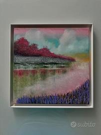 Quadro ad olio paesaggio lago