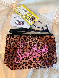 Pochette MC2 Saint Barth leipardata logo fucsia
