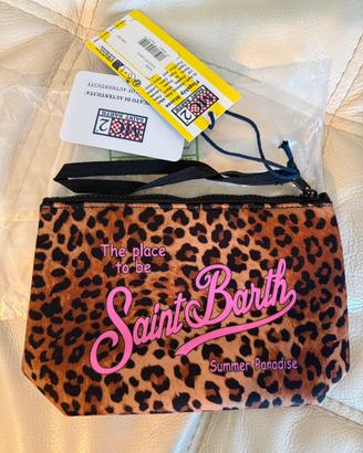 Pochette MC2 Saint Barth leipardata logo fucsia