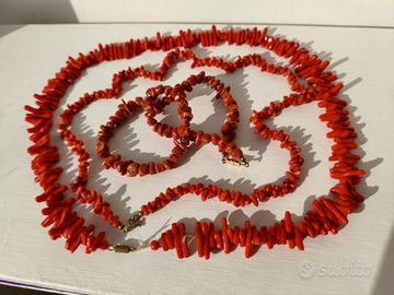 3 Girocollo Corallo Rosso Rametti 2 tipi e Scaglie