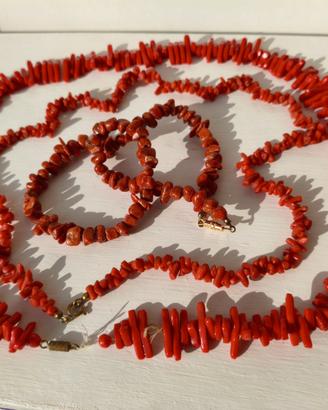 3 Girocollo Corallo Rosso Rametti 2 tipi e Scaglie