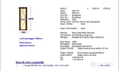 Porta finestra e infissi