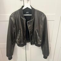 Bomber zara ecopelle marrone L donna