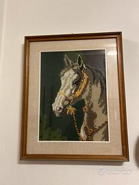 QUADRO RICAMO MEZZO PUNTO - CAVALLO