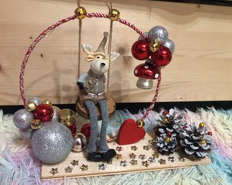 Decorazione Natalizia renna fatta a mano e luci