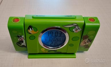 Sveglia Looney Tunes con 2 proiettori e termometro
