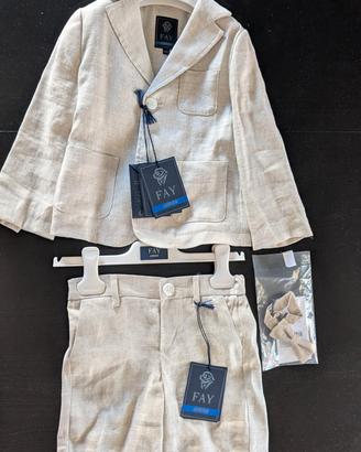 Abito Fay lino beige bambino 24 mesi + cravattino