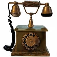 Telefono Fisso Vintage in Onice Verde e Ottone