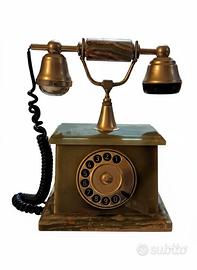 Telefono Fisso Vintage in Onice Verde e Ottone
