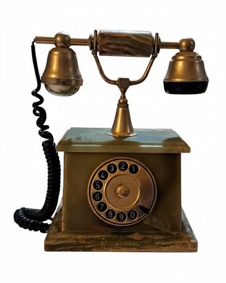 Telefono Fisso Vintage in Onice Verde e Ottone